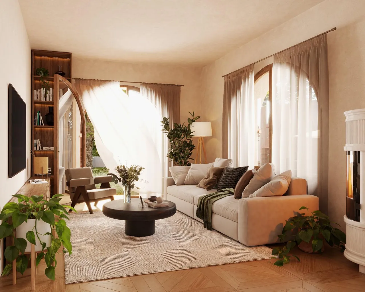 Diseño de interiores, salón cálido